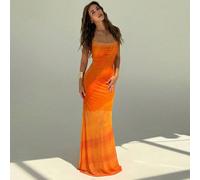 Nouvelle arrivée Style vacances Robe maxi bohème multicolore à dos nu avec imprimé ombré arc-en-ciel romantique en maille L,M,S,XL,XSTout ImpriméTissu tricoté