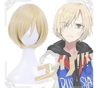 Nouvelle arrivée Yuri !!! sur glace Yuri Plisetsky perruques de Cosplay droites courtes pour homme garçons Anime bande dessinée perruque de cheveux synthétiques blond