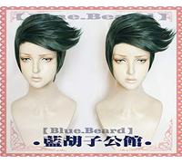 Nouvelle aventure Bizarre de JoJo Rohan Kishibe Cosplay perruque courte vert foncé résistant à la chaleur perruques de cheveux synthétiques + bonnet de perruque vert
