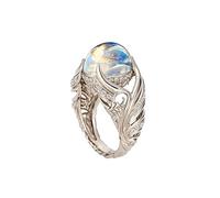 Nouvelle bague d'anxiété réglable en Zircon. Bague unisexe avec perles tournante Bijoux créatifs bagues argent rhodié (Gold, 6)