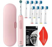 NOUVELLE brosse à dents électrique OralB Pro 3 3000 rose avec étui lot de 8 e...