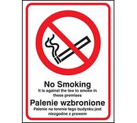 Nouvelle-Calédonie Signes 13302h No Smoking Il est contre la loi de fumée dans des locaux des Signes, Anglais/polonais, 300 mm x 250 mm, plastique rigide