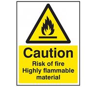 Nouvelle-Calédonie Signes 14453 K Attention risque d'Fire-highly Matière Inflammable Sign, 400 mm x 300 mm, plastique rigide