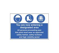 Nouvelle-Calédonie Signes 16236p "Zone de saisie de Désignés doit Porter un casque, Chaussures et Jacket" Sign, rigide Plastique, 600 mm x 400 mm