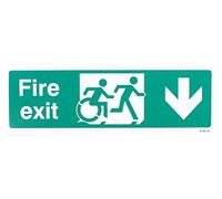 Nouvelle-Calédonie Signes 22165 G handicapés Fire Exit flèche vers le bas Inclusive Motif panneau, autocollant en vinyle, 300 mm x 100 mm