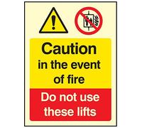 Nouvelle-Calédonie Signes 31220e Rhe "Caution en cas d'incendie NE pas utiliser CES Soulève" Sign, Photo luminescent rigide, 200 mm x 150 mm