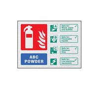 Nouvelle-Calédonie Signes 51233 Fire Id-abc Poudre Impact visuel Sign, C/W support Off fixer, 200 mm x 150 mm