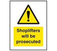 Nouvelle-Calédonie Signes 51729 Sign, Shoplifters sera Prosecuted", 75 mm x 100 mm
