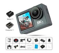 Nouvelle caméra d'action 5K 4K 60FPS WiFi Anti-secousse Double écran 170 ° Grand Angle 30m caméra de Sport étanche avec télécommande(AT-M40R -B)