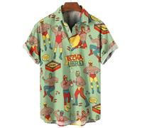 Nouvelle chemise hawaïenne pour homme à manches courtes, à séchage rapide, ample, avec imprimé de lutte mexicaine rétro 3D, tendance CSPXQ3882