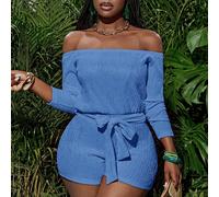 Nouvelle combinaison moulante en tricot à rayures verticales orange pour femmes, avec Top ample à manches raglan longues et une seule épaule, et shorts taille haute, idéale pour les vacances printaniè