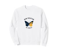 Nouvelle création dans Christ Baptême Papillon Transformation Sweatshirt, Unisexe pour Adultes, Blanc, XXL