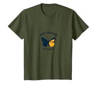 Nouvelle création dans Christ Baptême Papillon Transformation T-Shirt, Enfant, Olive, 8 Ans