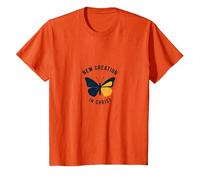 Nouvelle création dans Christ Baptême Papillon Transformation T-Shirt, Enfant, Orange, 8 Ans