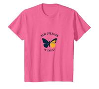 Nouvelle création dans Christ Baptême Papillon Transformation T-Shirt, Enfant, Rose Chiné, 8 Ans