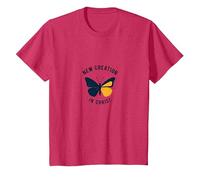 Nouvelle création dans Christ Baptême Papillon Transformation T-Shirt, Enfant, Rouge Chiné, 3 Ans