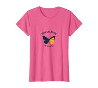 Nouvelle création dans Christ Baptême Papillon Transformation T-Shirt, Femme, Rose Chiné, XS