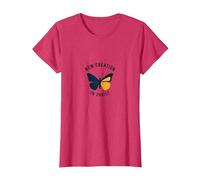 Nouvelle création dans Christ Baptême Papillon Transformation T-Shirt, Femme, Rouge Chiné, XL