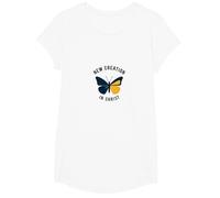 Nouvelle création dans Christ Baptême Papillon Transformation T-Shirt, Fille, Blanc, M