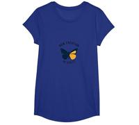 Nouvelle création dans Christ Baptême Papillon Transformation T-Shirt, Fille, Bleu Royal, S