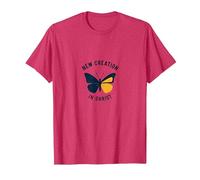 Nouvelle création dans Christ Baptême Papillon Transformation T-Shirt, Homme, Rouge Chiné, L
