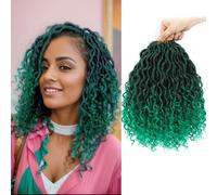 NOUVELLE DESSESS LOCS CHILS CROCHET 10 pouces 8 Packs Ombre Green River Locs Courte Curly Faux Locs Crochet Hair for Women Pre-boucle Crochet Tra