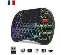 ( Nouvelle Génération ) : Original Rii X8 AZERTY, 2.4GHz Mini clavier Rétroéclairé sans fil avec Combo souris Touchpad, LED Rétro-éclairé Ergonomique, pour Smart TV, PC, mini PC,Raspberry PI 3, HTPC,
