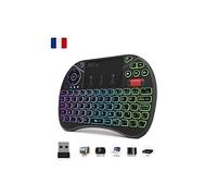 Clavier Rii ( Nouvelle Génération ) : Original X8 AZERTY, 2.4GHz Mini clavier Rétroéclairé sans fil avec Combo souris Touchpad, LED Rétro-éclairé Ergonomique,