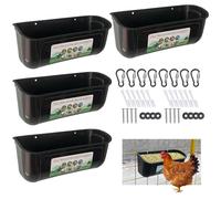 Nouvelle grande alimentation pour poulets - Grande capacité - Grande capacité - Nourriture pour volailles d'extérieur et eau - Pour poules, canards, oies, chiens, vaches et moutons (4 pièces, noir)