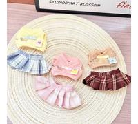 Nouvelle jupe écolière 17CM au style romantique - Accessoire porte-clés poupée en peluche de 1ère/2ème/3ème génération pour décoration des vêtements Jupe fleurie rose à motif cœur pour l'école,Jupe d'