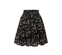 Nouvelle Jupe Imprimée Fleurie Grande Taille pour Femme Printemps Été Jupe A Ligne avec Basque en Forme De Queue De Poisson Plissée Patchwork pour Un Style Romantique Mi Longue Pou