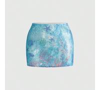 Nouvelle jupe moulante sexy de grande taille avec imprimé sirène sous-marin et effet paillettes, idéale pour les vacances à la plage, style série océan 0XL,1XL,2XL,3XLImprimés aléatoiresSequins