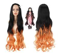 Nouvelle lame de démon Slayer Kimetsu no Yaiba Kamado Nezuko Cosplay perruque 85 cm synthétique dégradé de cheveux couleur mixte perruque Halloween