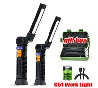 Nouvelle lampe de poche LED COB Portable lanterne magnétique lampe suspendue lampe de travail Rechargeable USB avec batterie intégrée torche de Camping