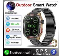 Nouvelle LED flashlight Smart Watch hommes Bluetooth appel Waterproof 600mah batterie smartwatch Heart Rate Monitor Smart Watch pour xiaomi,Bande d'acier noir2