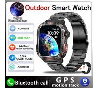 Nouvelle LED flashlight Smart Watch hommes Bluetooth appel Waterproof 600mah batterie smartwatch Heart Rate Monitor Smart Watch pour xiaomi,Bande d'acier noir1