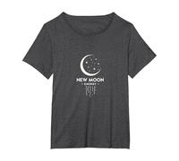 Nouvelle Lune énergie céleste Mystique Nuit étoilée T-Shirt, Femme Grandes Tailles, Chiné Foncé, 5X