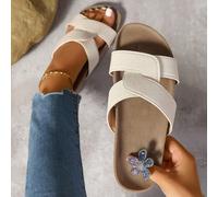 Nouvelle marque de mode Sandales H pour femmes, style casual à filet, sandales style romain à enfiler pour l'été, style nonchalant, noir, beige, marron, plates, gaufrées, recommandées par des blogueur