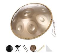 Nouvelle mise à niveau avancée Handpan Drum, Handpan en acier, 10 notes Handpans Drum Instrument avec sac, 432 Hz Sound Handpans Drums for la guérison sonore, la méditation personnelle(Gold)