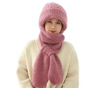 Nouvelle mise à niveau intégrée de Protection des oreilles, écharpe coupe-vent avec prise de nouage, écharpe de chapeau tricotée Double couche, chapeau de neige (FR/ES, Alpha/lettres, M, L, Pink)