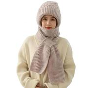 Nouvelle mise à niveau intégrée de Protection des oreilles, écharpe coupe-vent avec prise de nouage, écharpe de chapeau tricotée Double couche, chapeau de neige (FR/ES, Alpha/lettres, M, L, Grey)