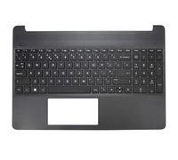 Nouvelle mise en page authentique UK Noir Palmrest Replacement pour HP 15S-EQ0015NB, HP 15S-EQ0015NH Clavier Palmrest Palm Rest Topcase Top Cover Top Cover Compatible avec L63578-031 - Sans Touchpad
