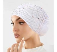 Nouvelle mode diamants foulard chapeau femmes musulmanes couvre-chef sous-écharpe bonnets intérieur Hijab Bonnet perte de cheveux bandeau casquette sous-capuchon Light Gray
