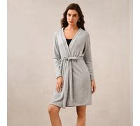 Nouvelle mode européenne et américaine Robe de chambre décontractée confortable à col V et à nœud, couleur unie minimaliste pour femmes L,M,S,XLUnicoloreTissu tricoté