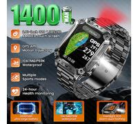 Nouvelle Montre Connectée 2026 avec Grande Batterie 1400 mAh pour Hommes, GPS Extérieur, Lampe Torche, Étanchéité 10 ATM, Appel Bluetooth, Écran AMOLED HD, Montre Intelligente Sportive Brown Leather