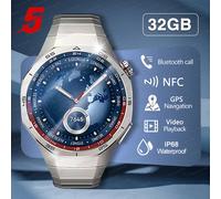 Nouvelle montre connectée 5 Pro 2026 avec GPS, navigation cartographique, mémoire 32 Go, lecture vidéo et musique, appels NFC, en alliage de titane, étanche, pour hommes Silver