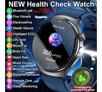 Nouvelle montre connectée améliorée pour le contrôle de la santé cardiaque, examen de l'acide urique et des cinq organes, tension artérielle, appels Bluetooth, ECG, pour homme 2026 Brown Leather