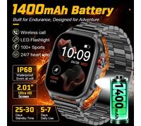 Nouvelle montre connectée Bip 5 Max 2026 Amazfit pour hommes, sport, étanche IP68, lampe torche extérieure, appels BT, montre connectée tendance pour femmes, idéale comme cadeau Black mesh