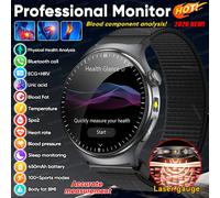 Nouvelle Montre Connectée de Santé 2026 pour Hommes avec Examen Physique Micro-avancé, ECG, Acide Urique, Lipides, Tension Artérielle et Appel Bluetooth pour Android et iOS Black Steel 2A