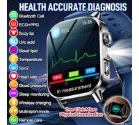 Nouvelle montre connectée ECG pour hommes, diagnostic précis de la santé, tension artérielle, oxygène sanguin, graisse sanguine, acide urique, température, appel Bluetooth, montre connectée Blue